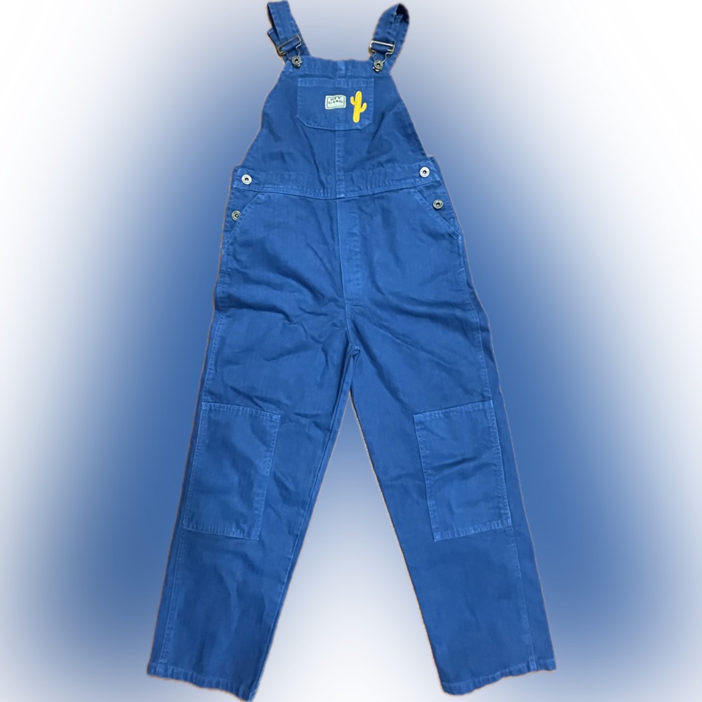 Kids Blue Overalls with Cactus Patch